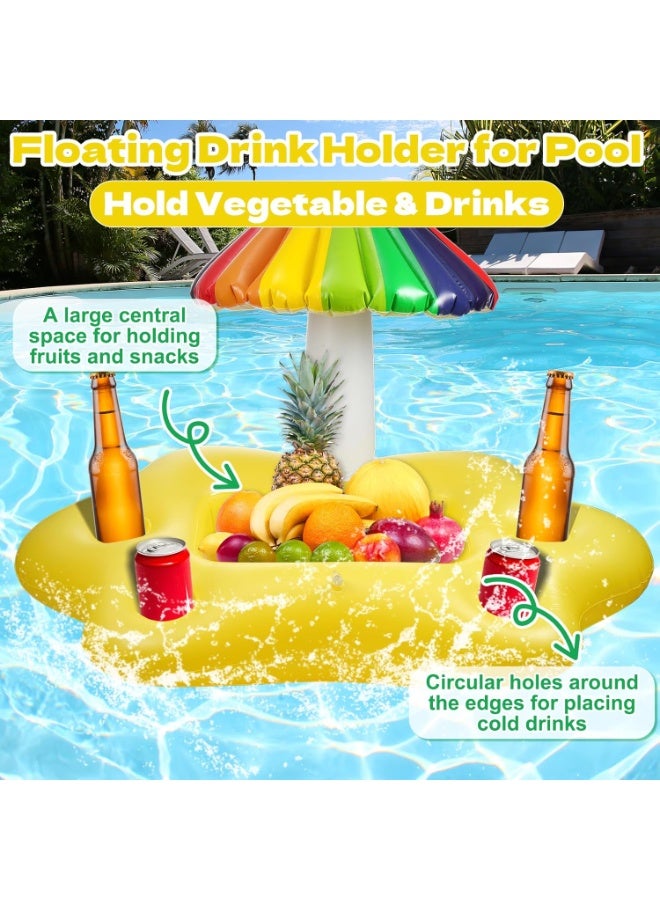 تابيت حامل مشروبات عائم قابل للنفخ لحمام السباحة، 4 فتحات، بار عائم، عوامات مشروبات، صينية طعام مائية للبالغين، شاطئ، حوض استحمام ساخن، حفلة سباحة، يحمل الفاكهة والمشروبات والوجبات الخفيفة، شجرة فطر - Image 3